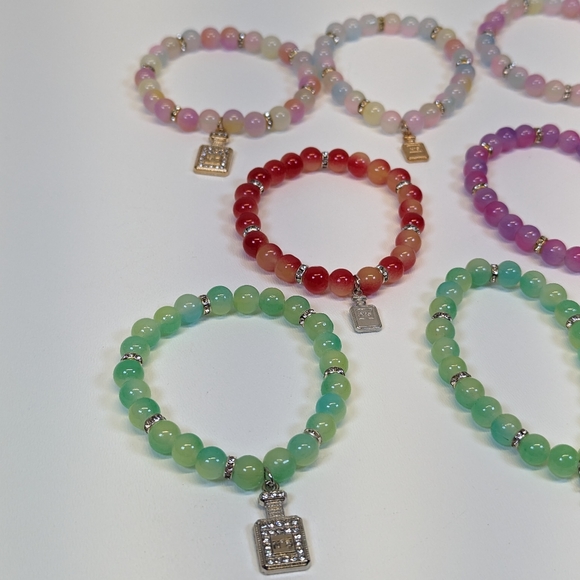 Stretch Bracelets w/ Perfume Bottle Charm & Glass Beads Assorted - 7/9 Available - Picture 3 of 4